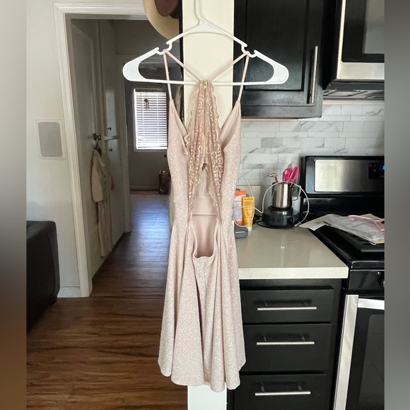 Windsor Evening Dress XS Sparkly Champagne Nude A Line Mini - Picture 2 of 8